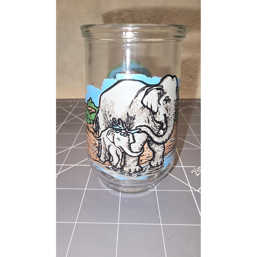 Welch's Endangered Species Collection Asian Elephant Jelly Jar Glass WWF 4in